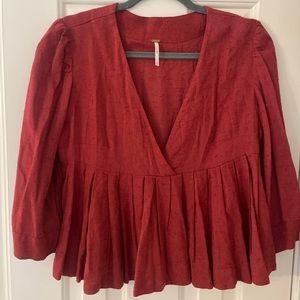 Free People Textured Crop “pleats on me” top